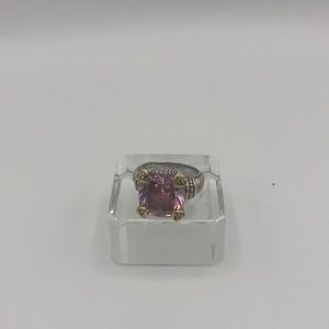 Judith ripka pink quartz and sterling silver ring